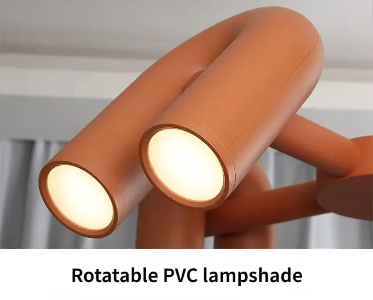 Decorbites™ nordic u shape led ceiling chandelier with terracotta pvc rotatable lampshade and two cylindrical fixtures