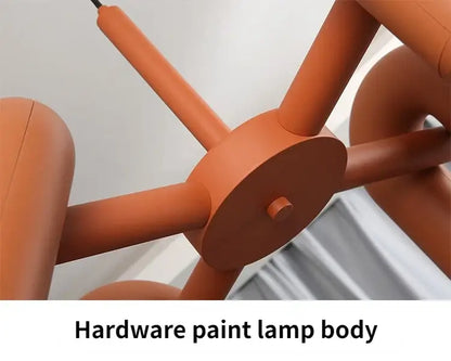 Decorbites™ nordic u shape led ceiling chandelier with terracotta matte geometric industrial hardware body