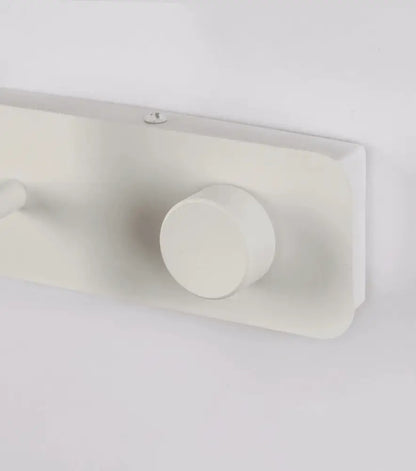 Off-white rectangular wall-mounted coat rack with smooth matte finish and two hooks for nordic wall lights decor
