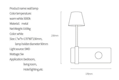 White metal wall lamp with cylindrical shade and rectangular base from decorbites nordic wall lights for bedroom