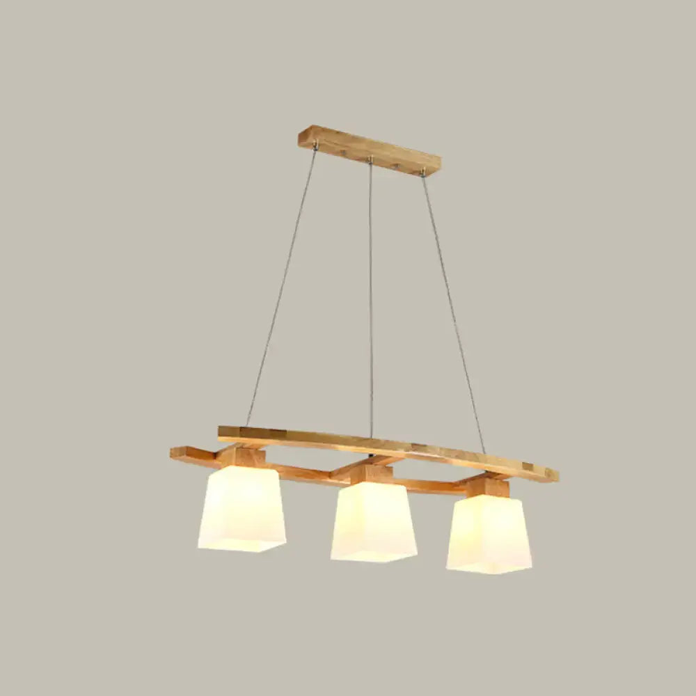 DecorBites™ nordic wood pendant light with three warm glass lampshade shades for dining table 220v-240v 110v-120v compatible