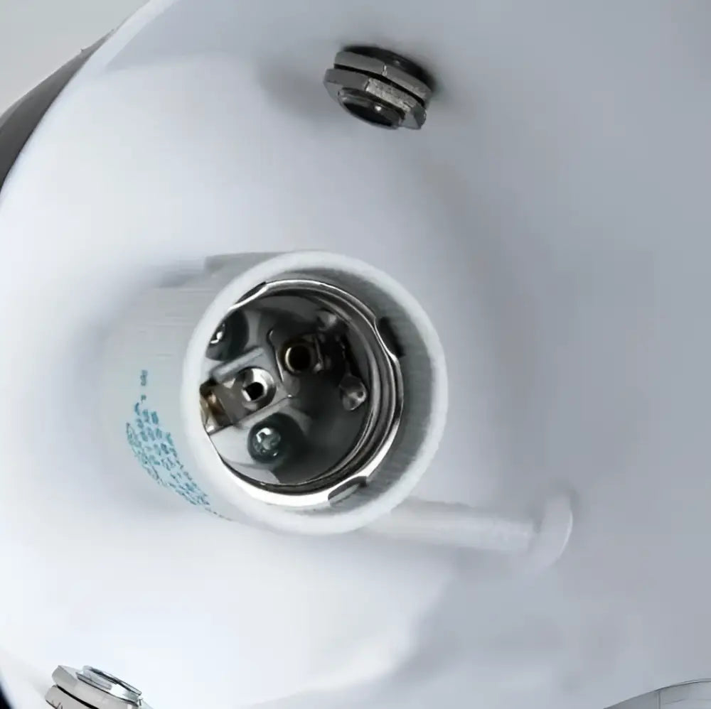 White ceramic lamp socket with metallic contacts and silver threaded cap for decorbites nordic wooden wall lights
