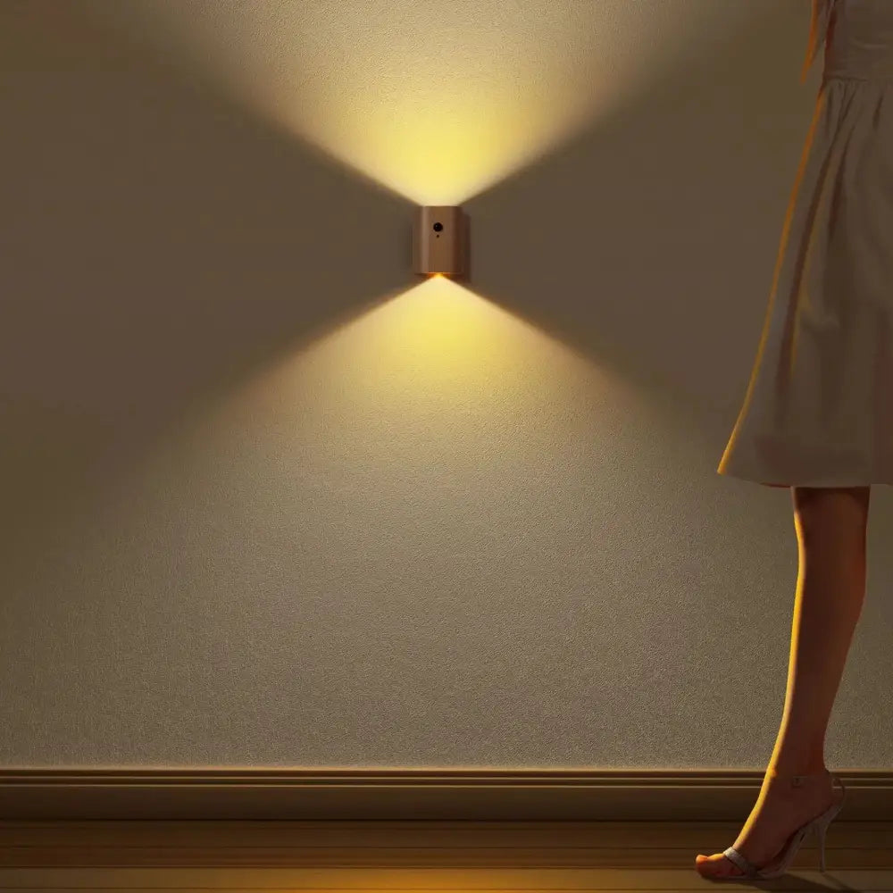 Warm-toned rectangular metallic decorbites odin battery operated wall sconce with motion sensor for operated wall use