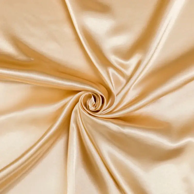 Decorbites™ opulent light gold satin bedding set with smooth glossy finish and elegant folds for luxurious comfort