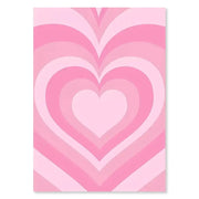 Decorbites™ pastel danish flower wall art poster featuring vertical concentric pink hearts in gradient for home decor