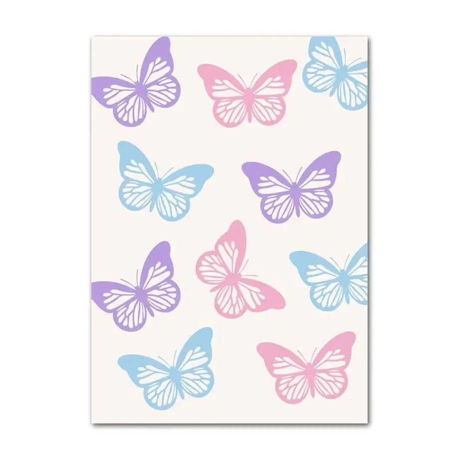Decorbites™ pastel danish flower wall art print featuring butterfly-patterned abstract danish pastel decal in soft hues