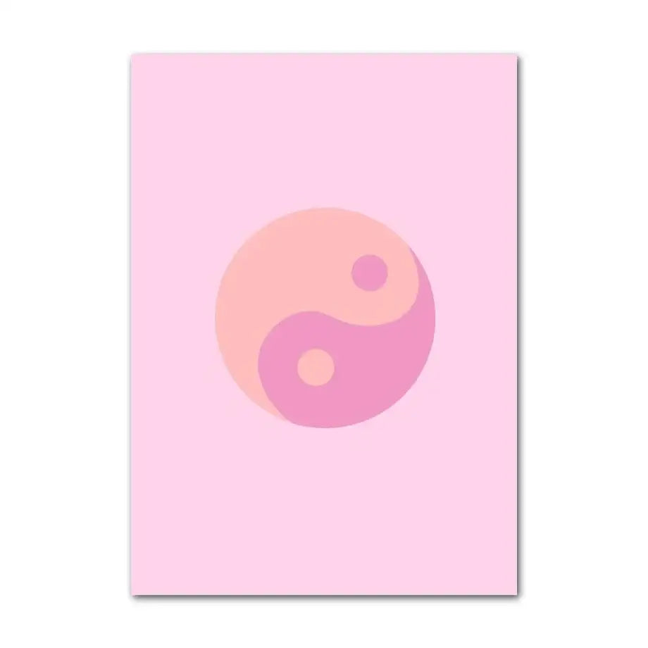 Decorbites pastel danish flower wall art print featuring pink minimalist yin-yang design on soft pastel pink background