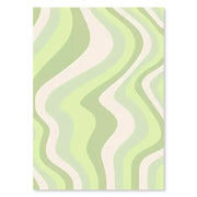 A rectangular wall art print by decorbites featuring abstract danish pastel wavy stripes in mint green and cream