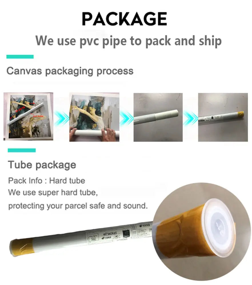A white and gold pvc pipe tube designed for safe shipping of pastel danish wall art featuring a purple smiley flower