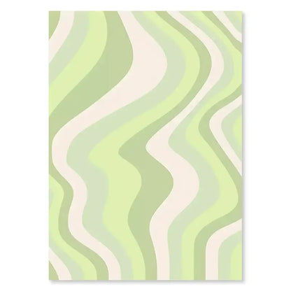 Decorbites™ pastel purple abstract wall art print featuring a rectangular design with flowing mint green and cream stripes