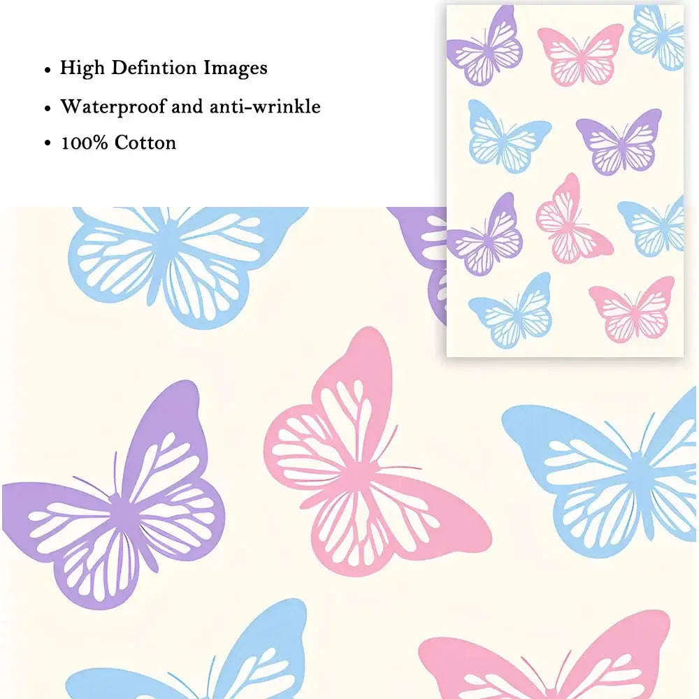 Decorbites™ pastel smiley flower wall art painting with soft cream cotton fabric and delicate butterfly pattern