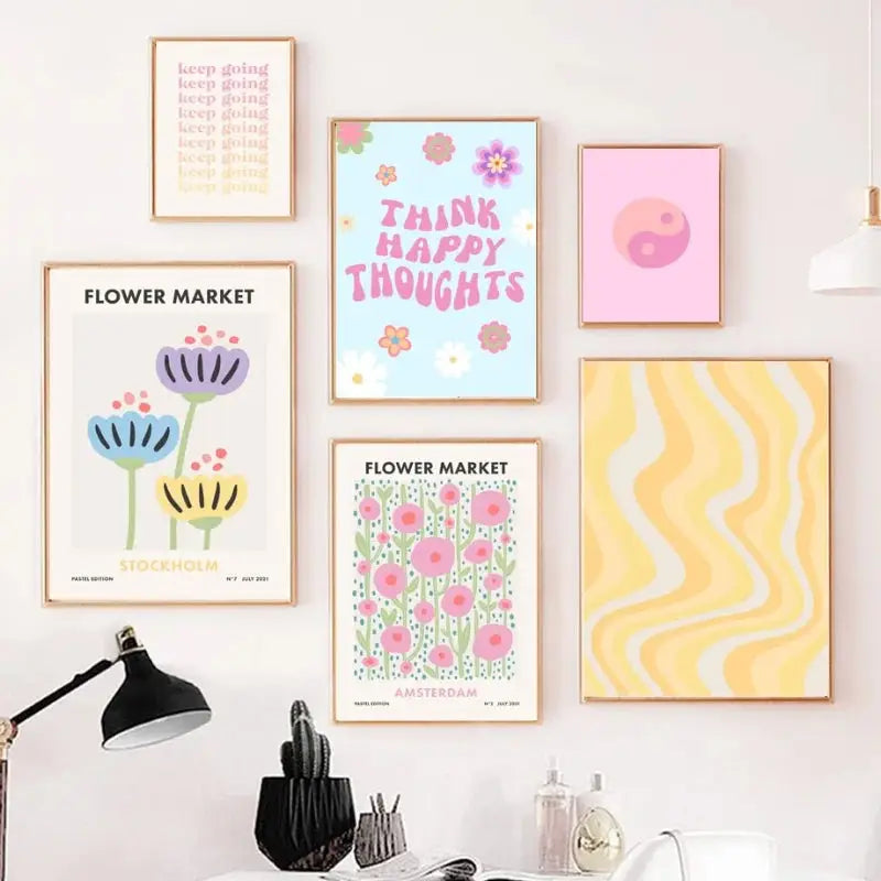 Pastel wall art poster prints featuring abstract danish floral designs by decorbites for elegant home decor