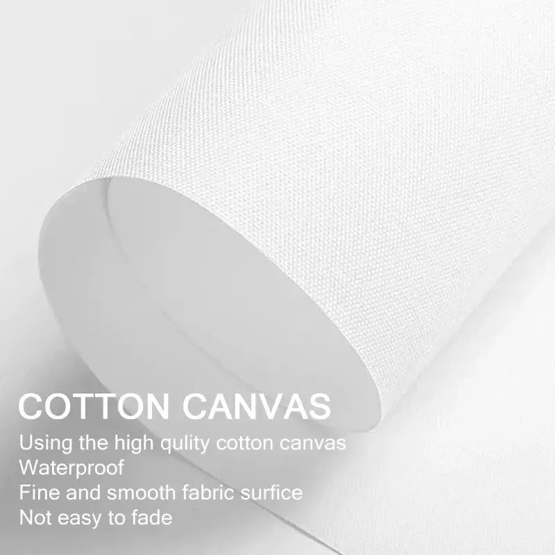 A roll of white cotton canvas with a smooth texture designed for decorbites™ personalized custom wall art print