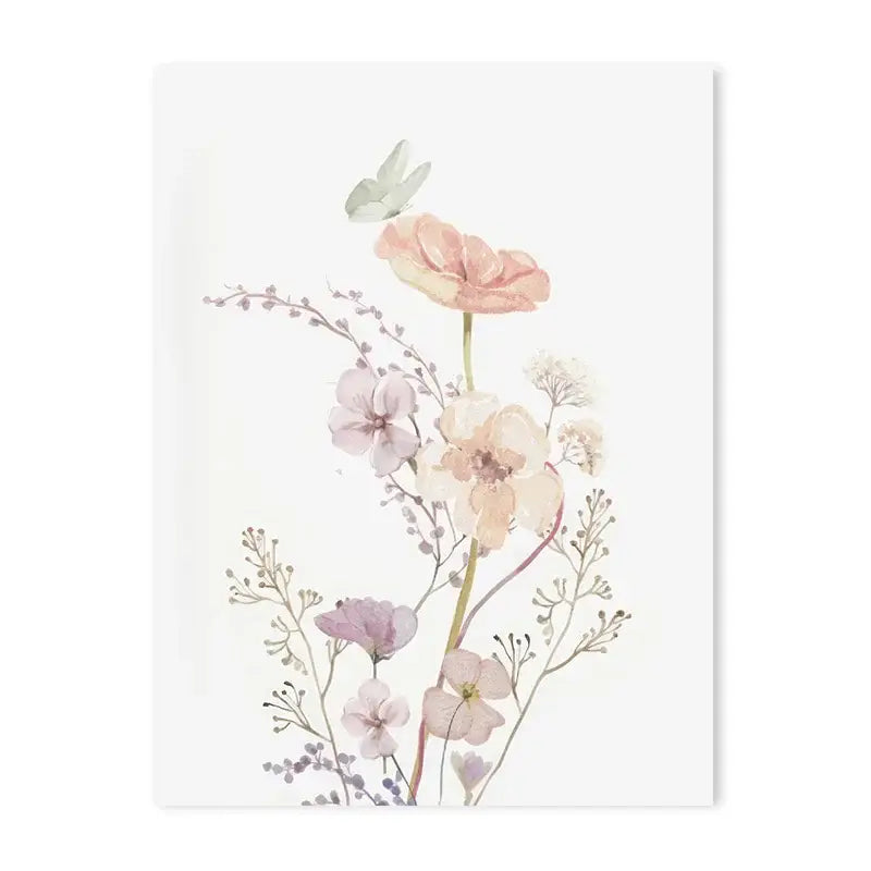 DecorBites personalized pink floral nursery wall art featuring delicate pink floral canvas with lavender and cream blossoms