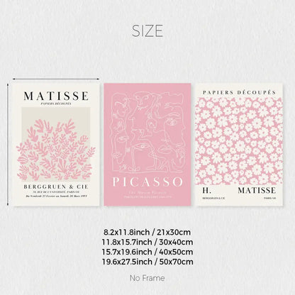 Set of three minimalist wall art prints in soft pink abstract sage tones on matte paper from DecorBites wall art set