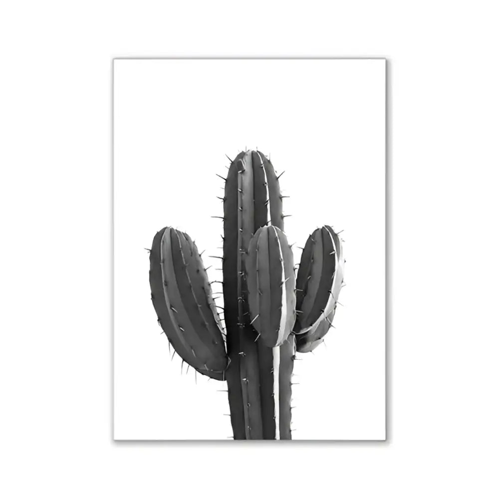 Black-and-white printed DecorBites™ pink aesthetic modern wall art featuring saguaro cactus with spines