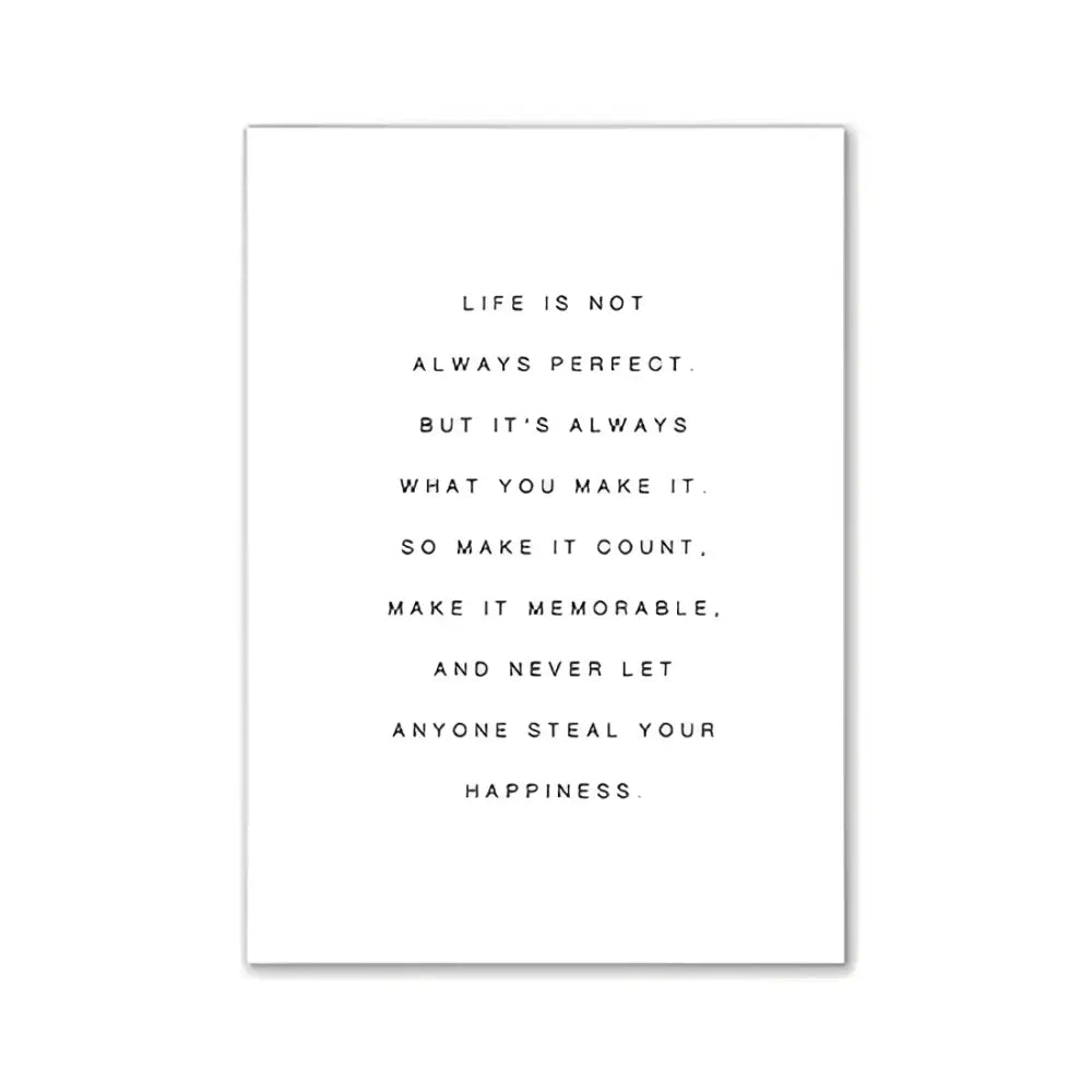 White rectangular art print with black minimalist typography featuring inspirational quote for pink aesthetic modern wall art