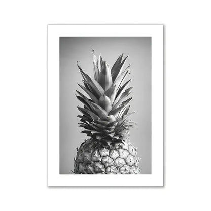 Black and white framed pineapple print featuring a textured crown, ideal pink aesthetic wall art for bedroom decorbites