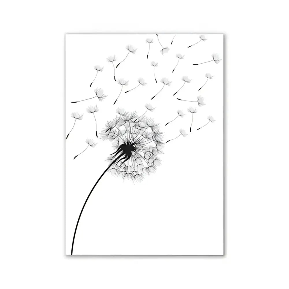 Black-and-white dandelion illustration on decorbites™ pink aesthetic wall art for bedroom wall decoration