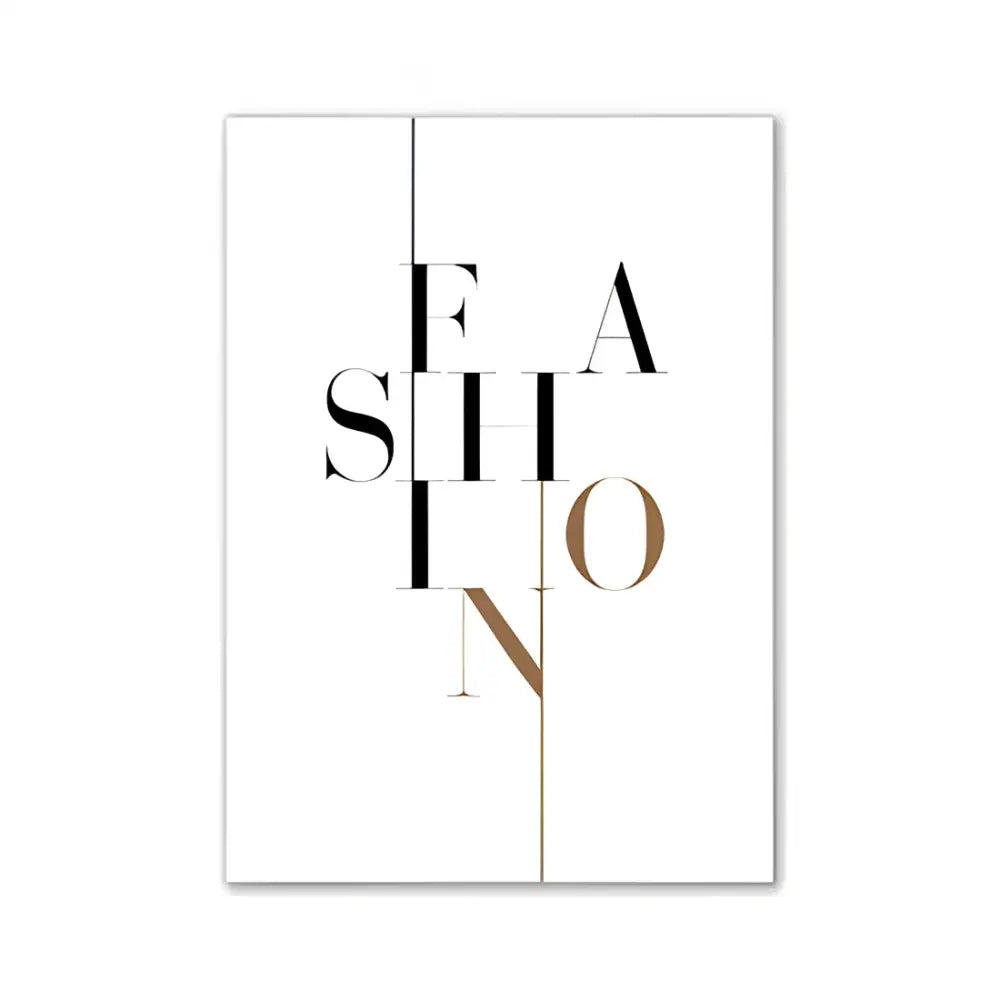 Minimalist decorbites™ wall art with bold black and gold fashion typography on white for pink aesthetic wall decor