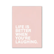 DecorBites pink aesthetic wall art poster with white text life is better when youre laughing for modern decor