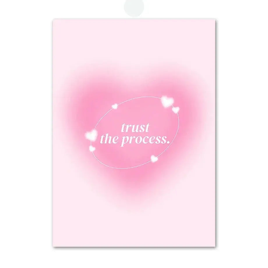 Decorbites pink angel number poster with pink gradient heart wall art trust the process phrase and small hearts