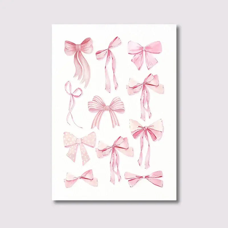 A delicate watercolor wall art set of three pink bows by decorbites for stylish home decoration