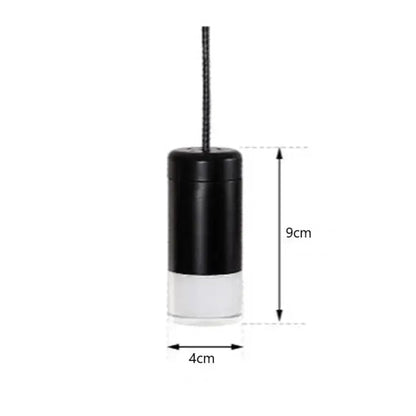 DecorBites™ plug-in hanging lights featuring black and white cylindrical pendant with a textured cord