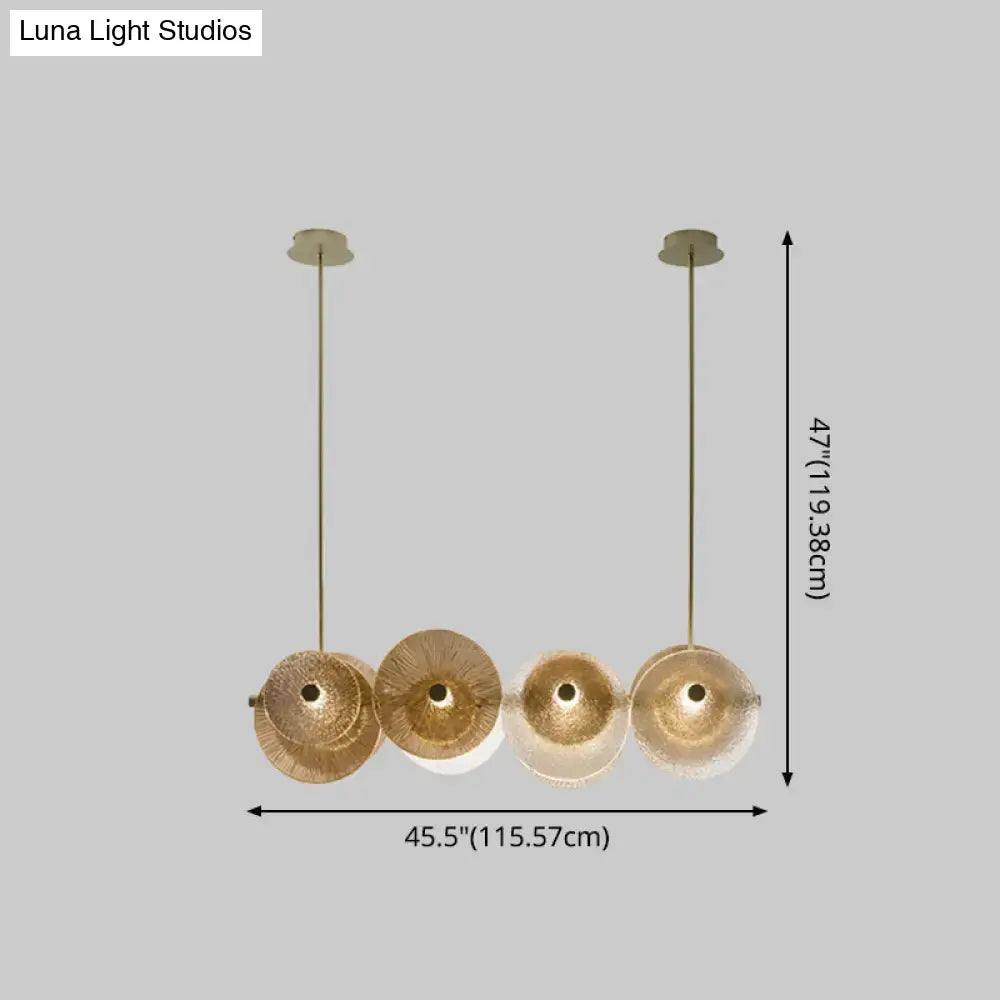 Decorbites postmodern disc 4-light brass suspension island lighting with textured glass shades compatible with 110v-120v and 220v-240v