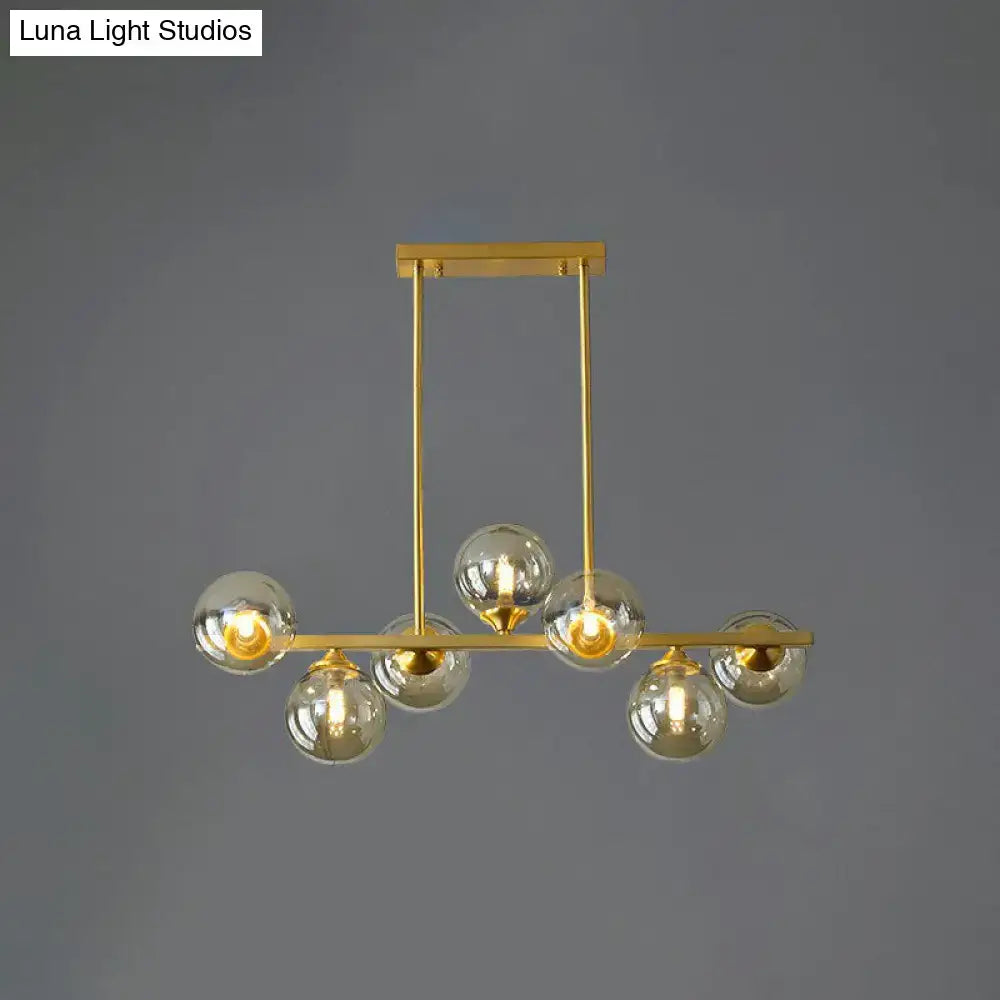 DecorBites™ postmodern gold finish pendant lamp with six amber globe shade bulbs for 220v-240v table illumination light type