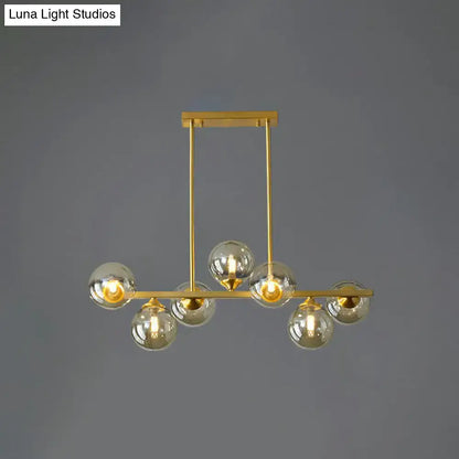 DecorBites™ postmodern gold finish pendant lamp with six amber globe shade bulbs for 220v-240v table illumination light type