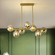 Decorbites postmodern gold finish island hanging lamp with six amber glass globe shade bulbs for 220v-240v light type