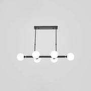 Black modern DecorBites™ postmodern opaline glass molecular island pendant light with four spherical bulbs for dining room