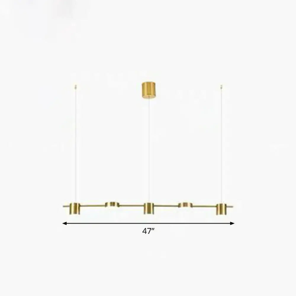 DecorBites™ postmodern straight bar led ceiling light with sleek gold cylindrical metal pendant for kitchen island lighting