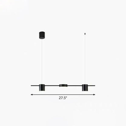 Black minimalist ceiling light with sleek cylindrical fixtures and a straight bar led for kitchen island lighting