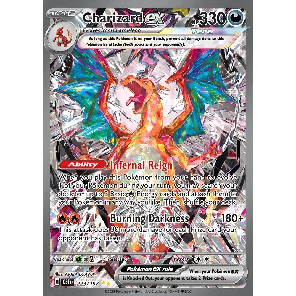 Decorbites™ rare japanese anime charizard cartoon card featuring fiery orange and iridescent wings on silver background