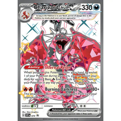 A vibrant red and black geometric charizard cartoon card with shiny metallic finish for japanese anime decoration art