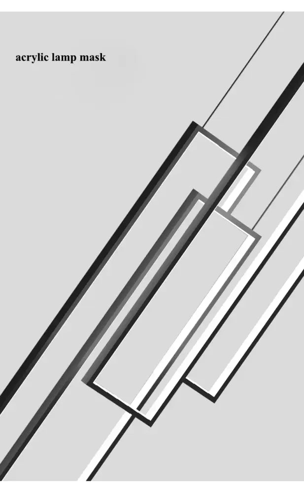 DecorBites™ rectangular LED chandelier with acrylic lamp mask featuring sleek gray and white geometric panels for modern luster rectangle design
