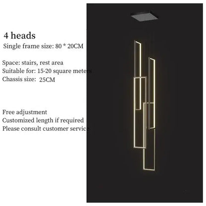 DecorBites™ rectangular led chandelier with four warm gold illuminated frames for modern living spaces