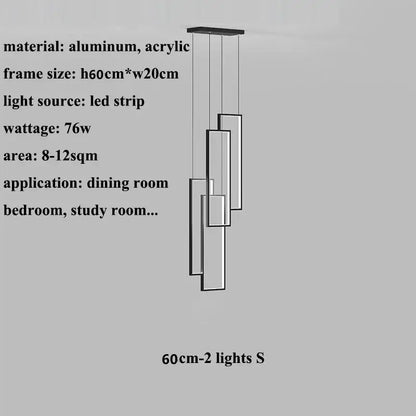 Decorbites™ rectangular led chandelier with sleek aluminum and acrylic frame featuring modern luster rectangle design