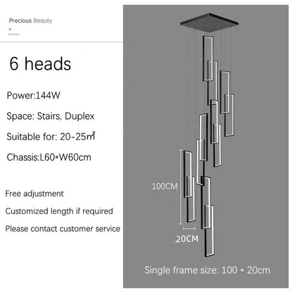 DecorBites™ rectangular led chandelier features six sleek rectangular led light heads in a modern luster rectangle design