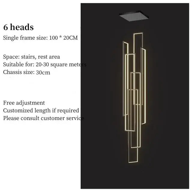 DecorBites™ rectangular LED chandelier features six illuminated gold-toned modern luster rectangle frames