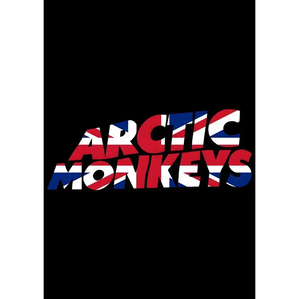 Decorbites retro arctic monkeys waterproof wall art featuring bold red white and blue logo with union jack pattern