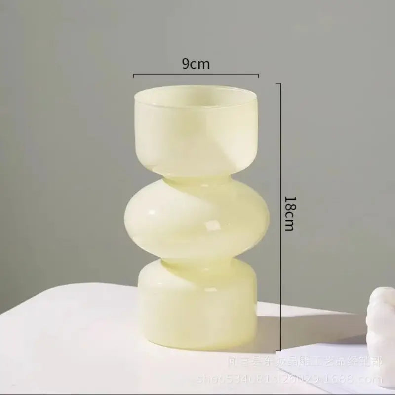 Cream-colored glossy glass vase with three stacked rounded sections decorbites™ retro glass vase for flower arrangements