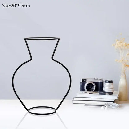 Black wireframe retro iron flower vase pot ornament by decorbites with sleek minimalist design for home and garden use