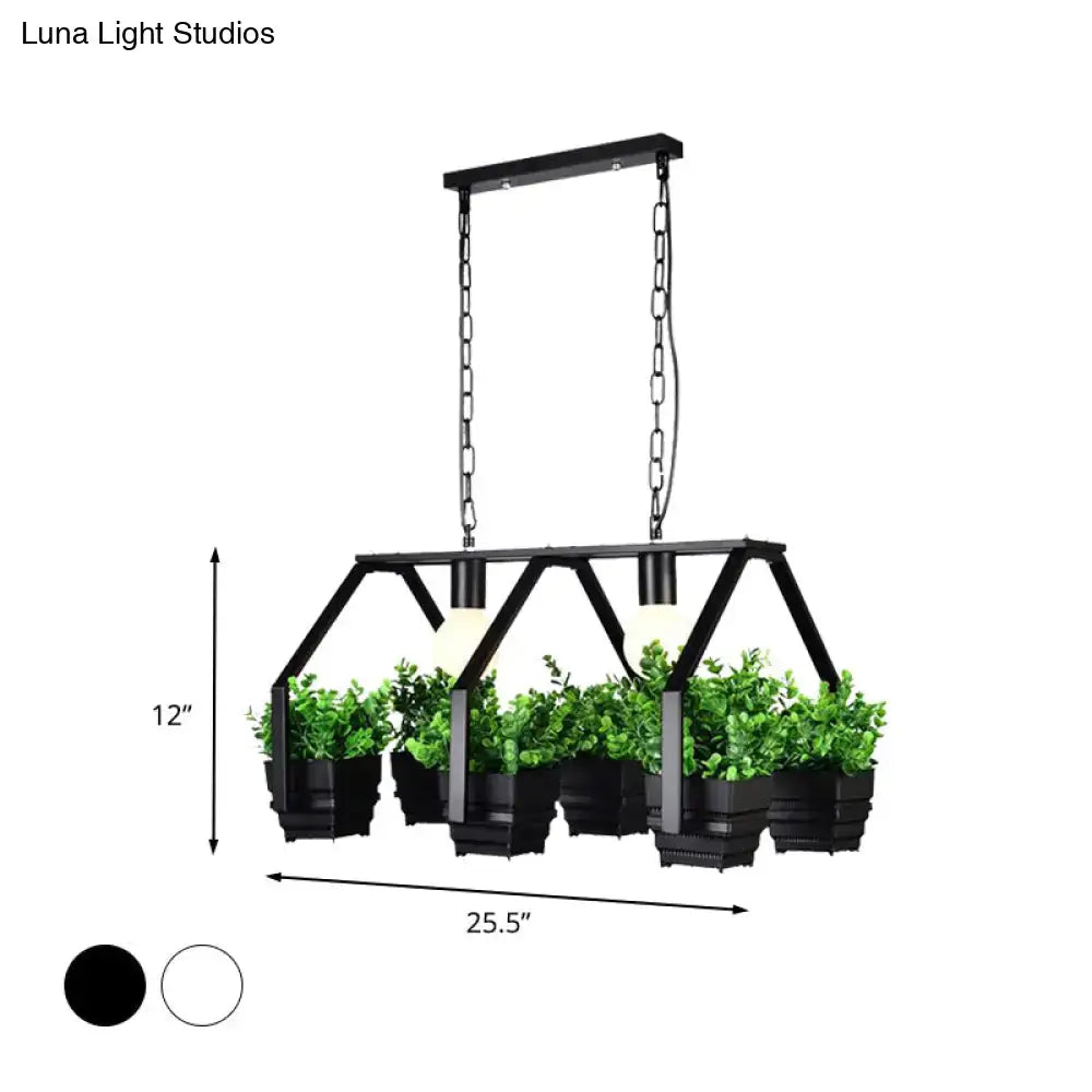 Black metal hanging pendant ceiling light with integrated planters and three bulbs in black white for restaurants 220v-240v
