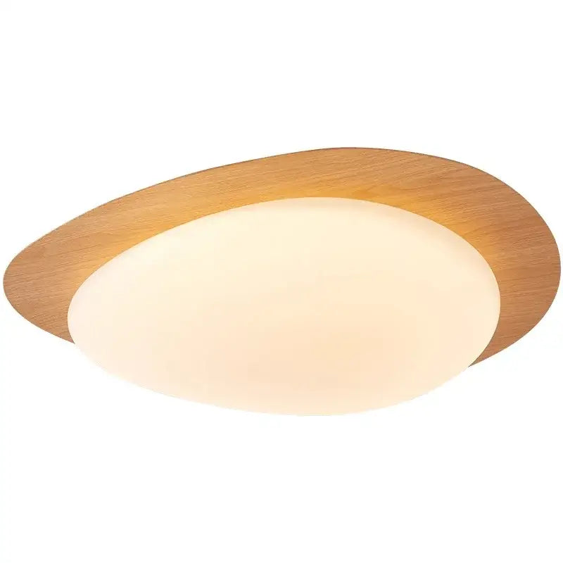 Decorbites™ retro-style walnut acrylic ceiling light with oval wood frame and soft diffused glow for living room