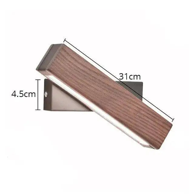 Decorbites™ rotated led modern wall sconces with wood-grain finish and metallic base, sleek modern wall light fixture 31cm