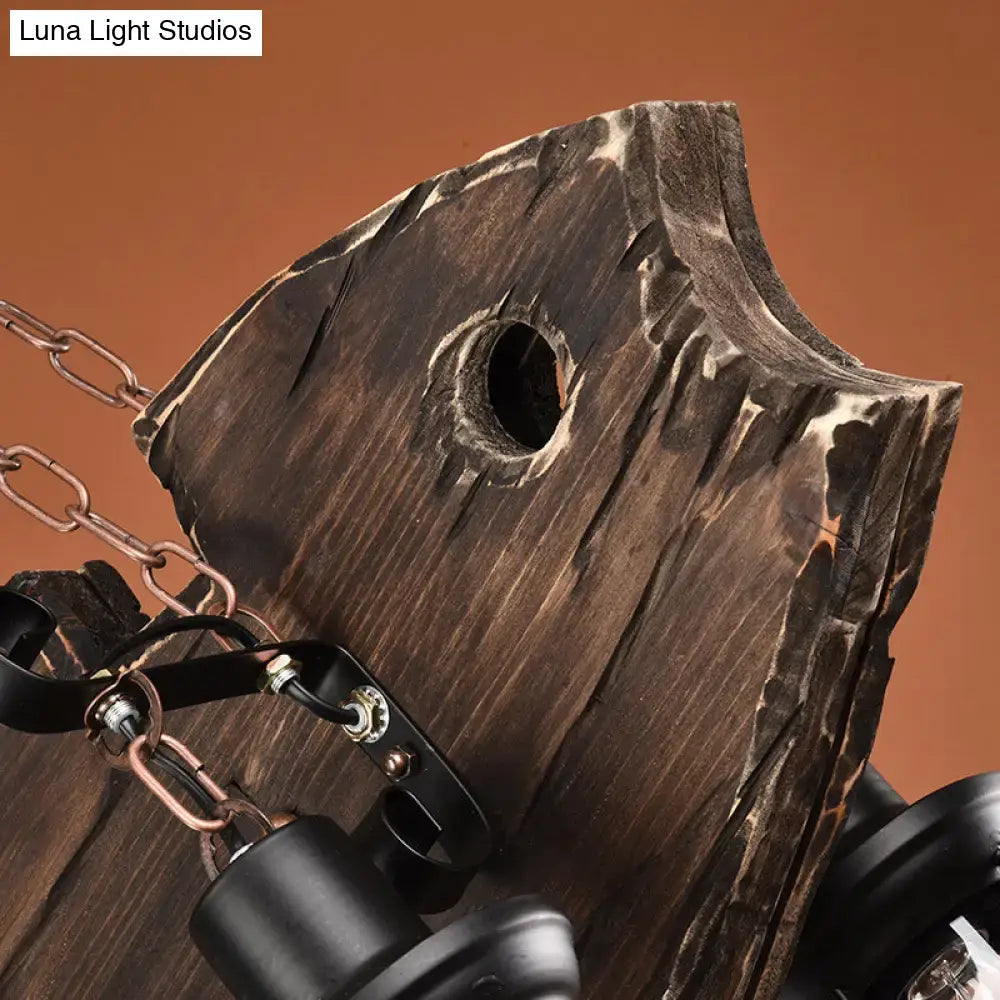 Decorbites rustic fish shaped wood hanging lamp with 6 heads brown lantern shade e26 e27 fixture width and height