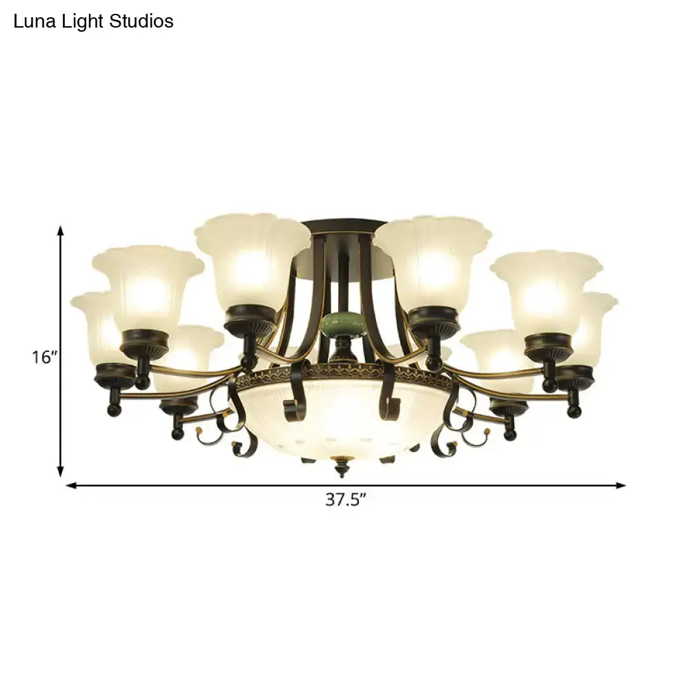 DecorBites rustic opal glass ceiling light fixture with antique brass and frosted glass for living room lighting